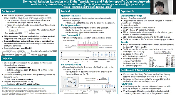 Biomedical Relation Extraction with Entity Type Markers and Relation-specific Question Agnswerin