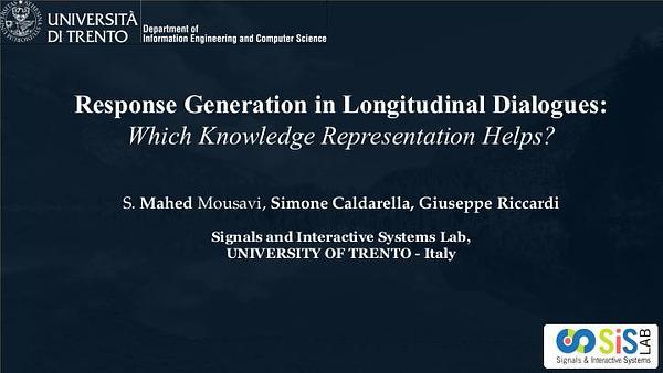 Response Generation in Longitudinal Dialogues: Which Knowledge Representation Helps?