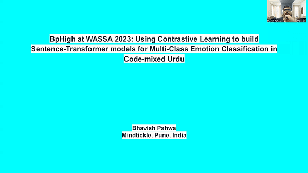 BpHigh at WASSA 2023: Using Contrastive Learning to build Sentence Transformer models for Multi-Class Emotion Classification in Code-mixed Urdu