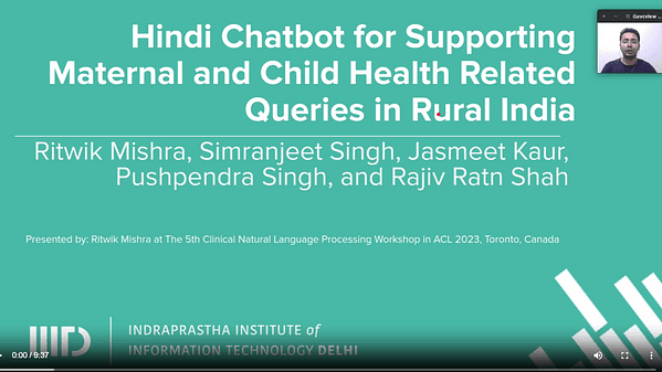 Hindi Chatbot for Supporting Maternal and Child Health Related Queries in Rural India