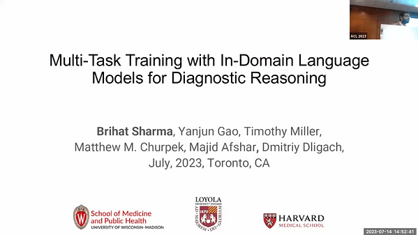 Multi-Task Training with In-Domain Language Models for Diagnostic Reasoning