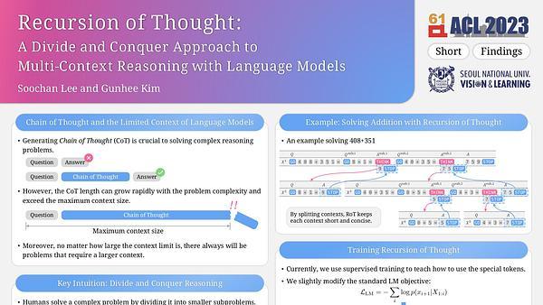 Recursion of Thought: A Divide-and-Conquer Approach to Multi-Context Reasoning with Language Models