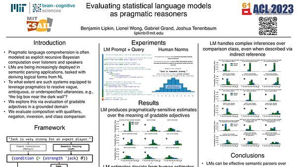 Evaluating statistical language models as pragmatic reasoners