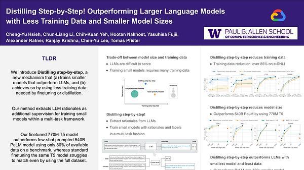 Distilling Step-by-Step! Outperforming Larger Language Models with Less Training Data and Smaller Model Sizes