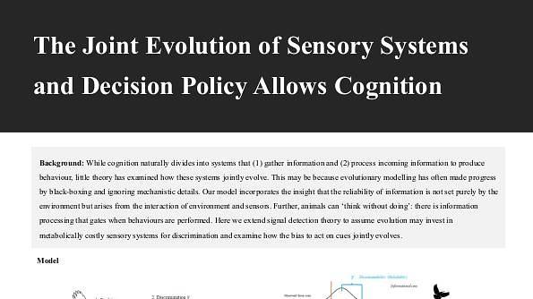 The joint evolution of sensory systems and decision policy allows cognition