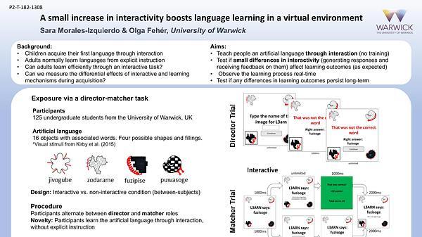 A small increase in interactivity boosts language learning in a virtual environment