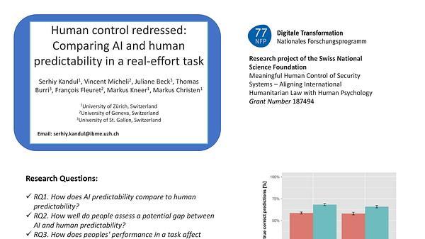 Human control redressed: Comparing AI-to-human vs. human-to-human predictability in a real-effort task