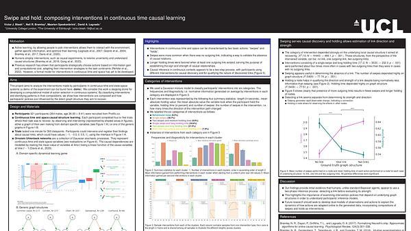 Swipe and hold: composing interventions in continuous time causal learning