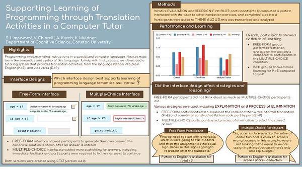 Supporting Learning of Programming through Translation Activities in a Computer Tutor