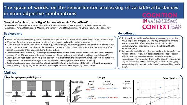 The space of words: on the sensorimotor processing of variable affordances in noun-adjective combinations