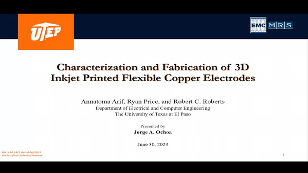 Characterization and Fabrication of 3D Inkjet Printed Flexible Copper Electrodes