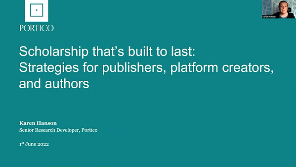 Scholarship that’s built to last: strategies for publishers, platform creators, and authors