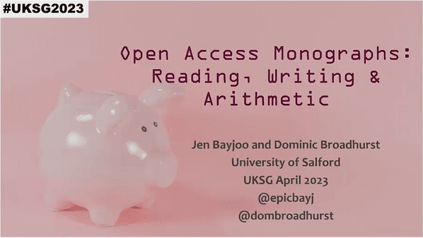 Open Access Monographs, Reading, Writing and Arithmetic