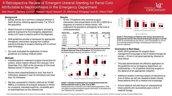 A Retrospective Review of Emergent Ureteral Stenting for Renal Colic Attributable to Nephrolithiasis in the Emergency Department
