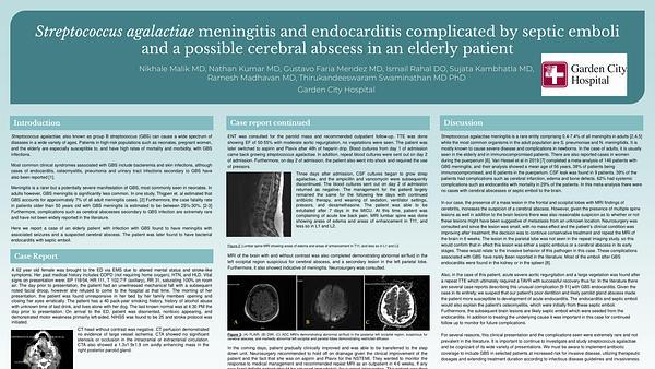 Streptococcus agalactiae meningitis and endocarditis complicated by septic emboli and a possible cerebral abscess in an elderly patient