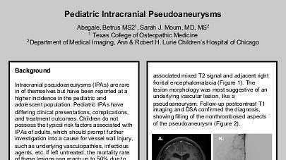 Pediatric Intracranial Pseudoaneurysms