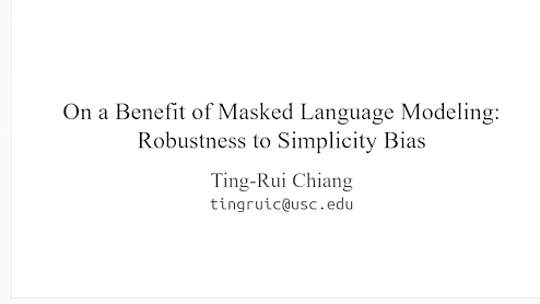 On a Benefit of Masked Language Model Pretraining: Robustness to Simplicity Bias