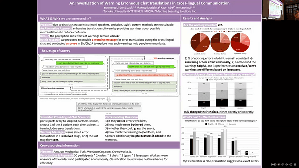 An Investigation of Warning Erroneous Chat Translations in Cross-lingual communication