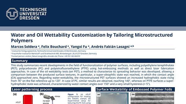 Water and Oil Wettability Customization by Tailoring Micro-Structured Polymers