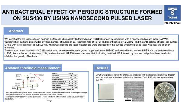 Antibacterial Effect of Periodic Structure Formed on SUS430 by Using Nanosecond Pulsed Laser