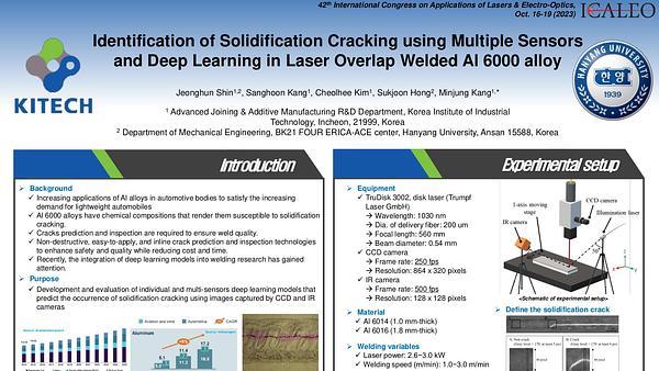 Identification of Solidification Cracking Using Multiple Sensors and Deep Learning in Laser Overlap Welded Al 6000 Alloy