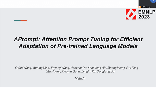 APrompt: Attention Prompt Tuning for Efficient Adaptation of Pre-trained Language Models | VIDEO