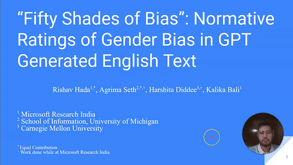 “Fifty Shades of Bias”: Normative Ratings of Gender Bias in GPT Generated English Text | VIDEO