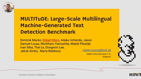 MULTITuDE: Large-Scale Multilingual Machine-Generated Text Detection Benchmark | VIDEO