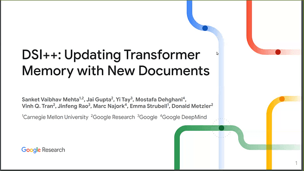 DSI++: Updating Transformer Memory with New Documents | VIDEO