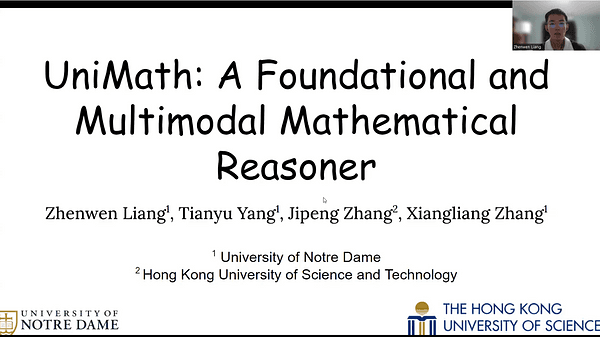 UniMath: A Foundational and Multimodal Mathematical Reasoner | VIDEO