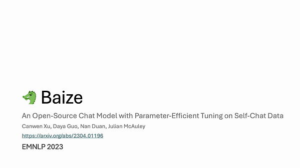 Baize: An Open-Source Chat Model with Parameter-Efficient Tuning on Self-Chat Data | VIDEO