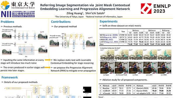 Referring Image Segmentation via Joint Mask Contextual Embedding Learning and Progressive Alignment Network | VIDEO