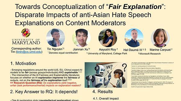 Towards Conceptualization of “Fair Explanation”: Disparate Impacts of anti-Asian Hate Speech Explanations on Content Moderators