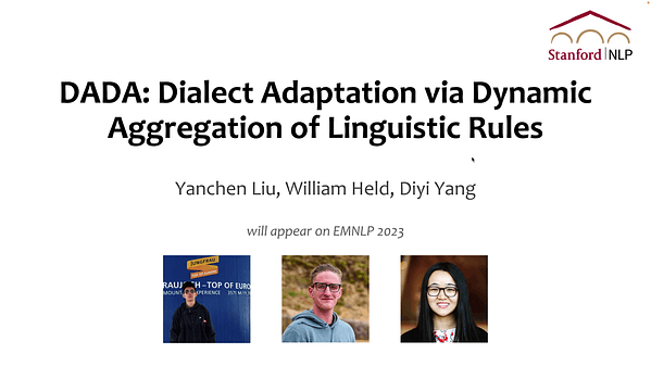 DADA: Dialect Adaptation via Dynamic Aggregation of Linguistic Rules | VIDEO