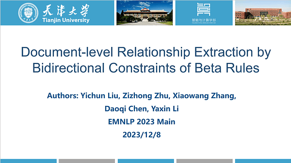 Document-level Relationship Extraction by Bidirectional Constraints of Beta Rules