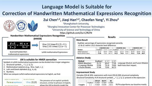 Language Model is Suitable for Correction of Handwritten Mathematical Expressions Recognition