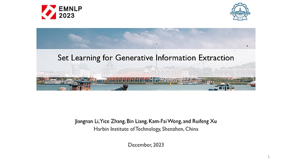 Set Learning for Generative Information Extraction | VIDEO