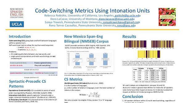 Code-Switching Metrics Using Intonation Units