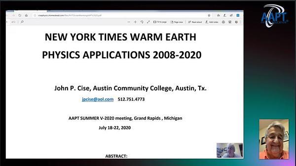 New York Times Warm Earth Physics Applications 2008-2020