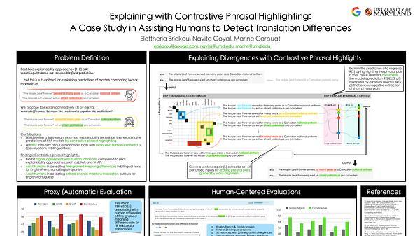 Explaining with Contrastive Phrasal Highlighting: A Case Study in Assisting Humans to Detect Translation Differences | VIDEO