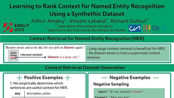 Learning to Rank Context for Named Entity Recognition Using a Synthetic Dataset