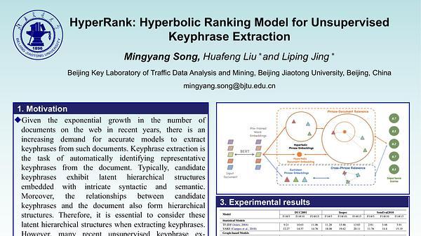 HyperRank: Hyperbolic Ranking Model for Unsupervised Keyphrase Extraction