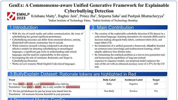 GenEx: A Commonsense-aware Unified Generative Framework for Explainable Cyberbullying Detection