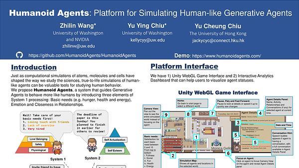 Humanoid Agents: Platform for Simulating Human-like Generative Agents