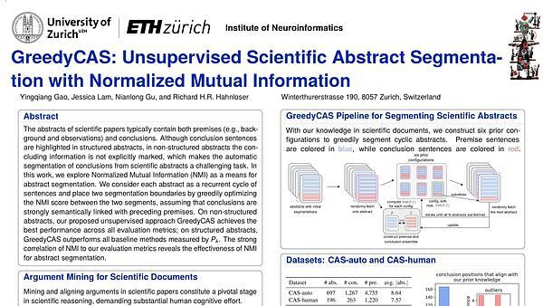 GreedyCAS: Unsupervised Scientific Abstract Segmentation with Normalized Mutual Information