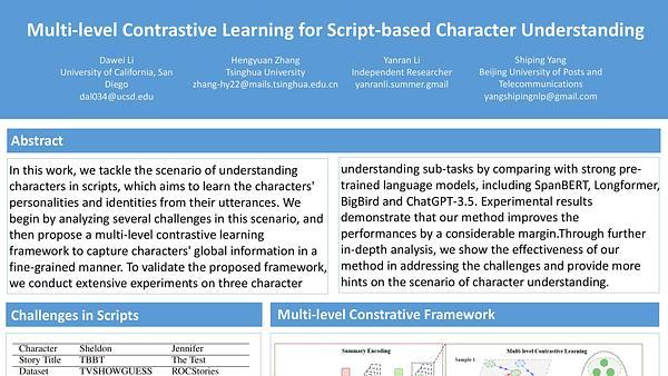 Multi-level Contrastive Learning for Script-based Character Understanding | VIDEO