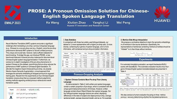 PROSE: A Pronoun Omission Solution for Chinese-English Spoken Language Translation