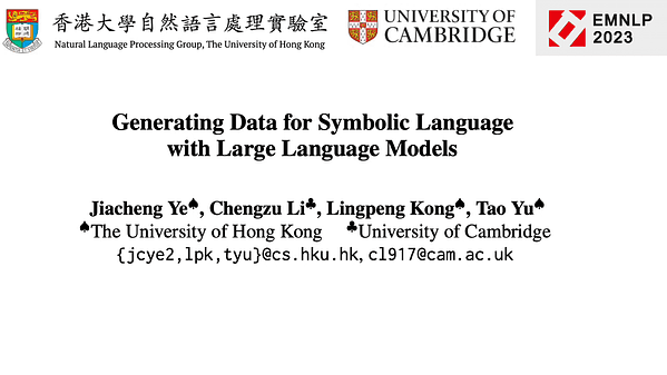 Generating Data for Symbolic Language with Large Language Models | VIDEO