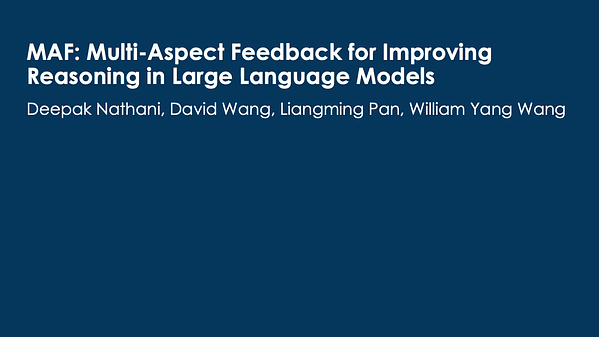 MAF: Multi-Aspect Feedback for Improving Reasoning in Large Language Models | VIDEO