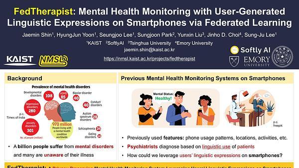 FedTherapist: Mental Health Monitoring with User-Generated Linguistic Expressions on Smartphones via Federated Learning